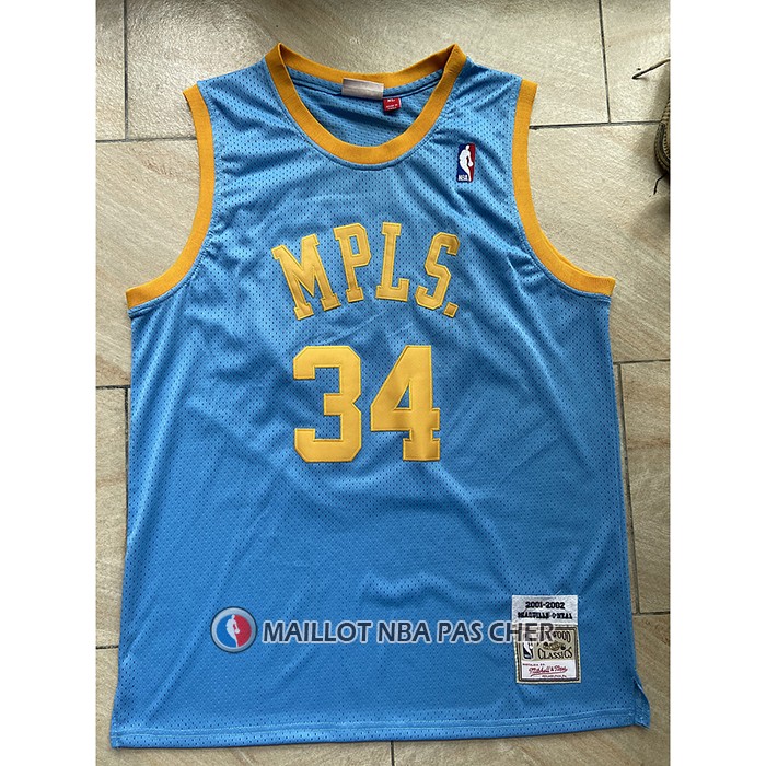 Maillot Los Angeles Lakers Shaquille O'neal NO 34 Mitchell & Ness 2001-02 Bleu